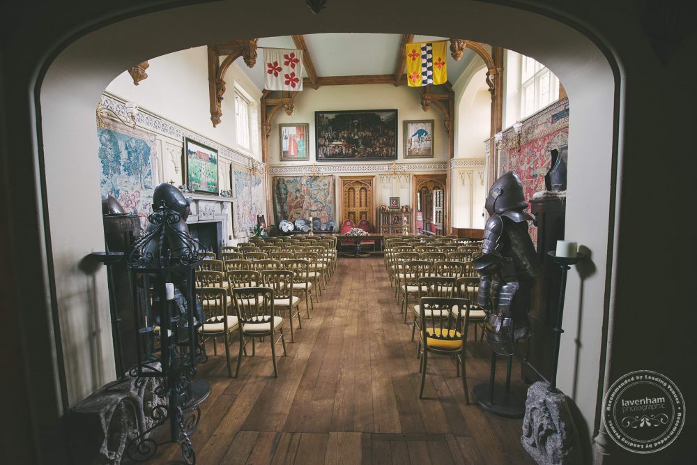 The main hall at Kentwell set up for a wedding ceremony